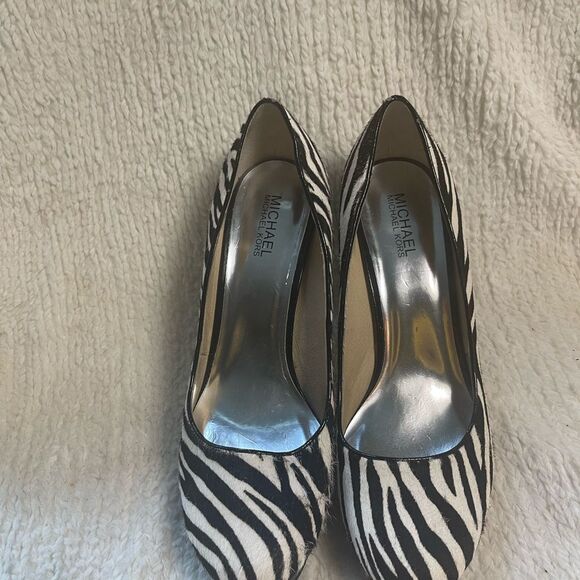 Michael Michael Kors Calf hair Zebra Print platform slip on Heels SZ9.5M - Picture 2 of 10